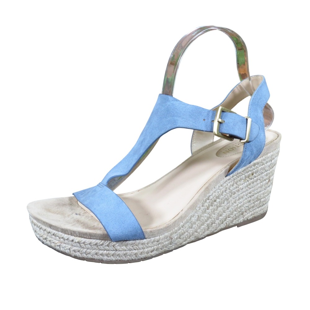 Kenneth Cole Reaction Clara Wedge Women Sandals 9.5 Summer Blue Espadrille